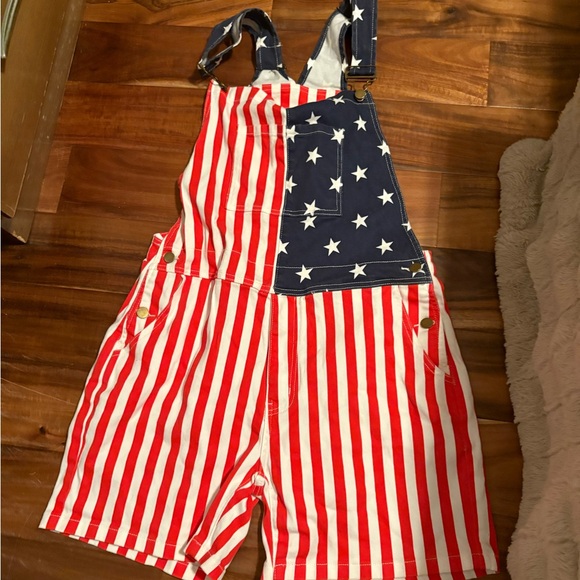 None Pants - Patriotic Striped adults Overalls American flag Independence Day size medium 🇺🇸